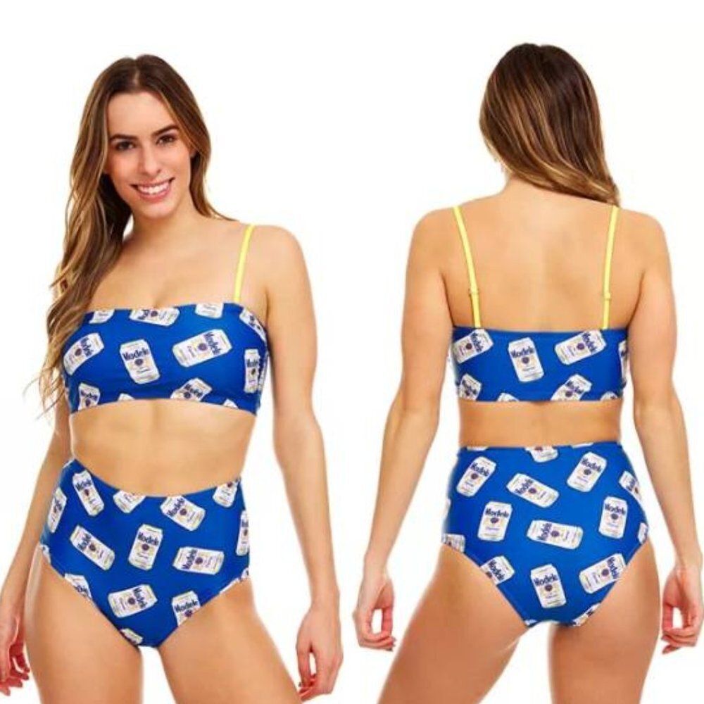 Modelo Convertible Bandeau Top High-Waist Bikini Set